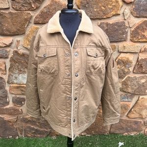 Tan Fleece Sherpa Lined Trucker Jacket - Size L - NWT